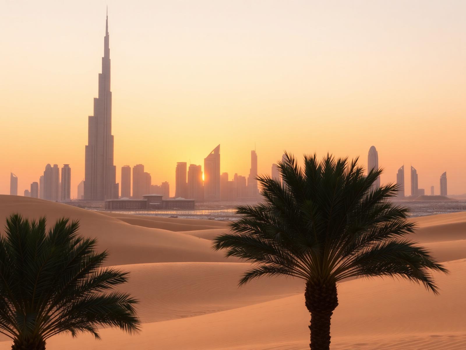 Dubai skyline at sunset